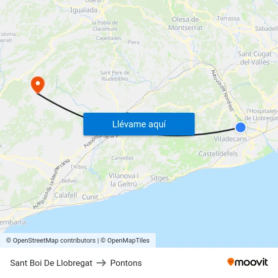 Sant Boi De Llobregat to Pontons map
