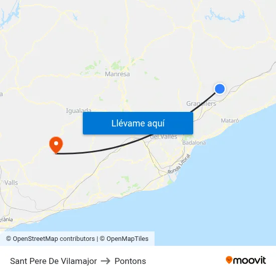 Sant Pere De Vilamajor to Pontons map