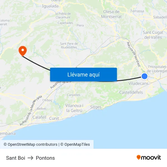 Sant Boi to Pontons map