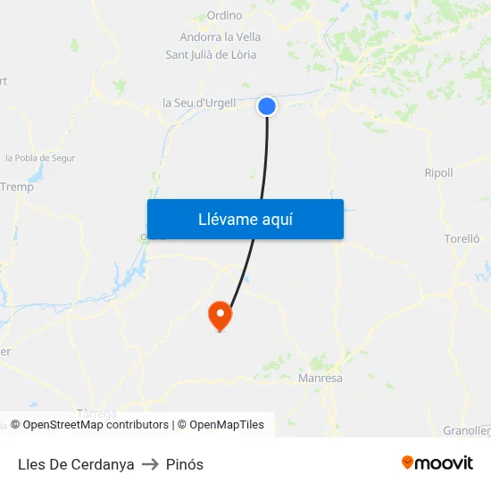 Lles De Cerdanya to Pinós map