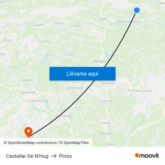 Castellar De N'Hug to Pinós map