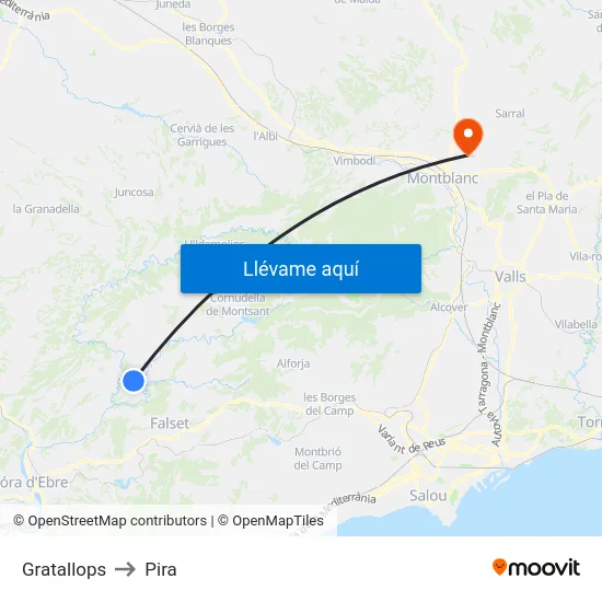 Gratallops to Pira map