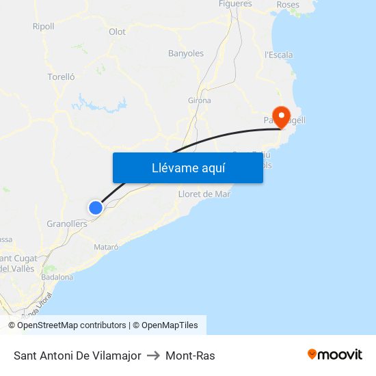 Sant Antoni De Vilamajor to Mont-Ras map
