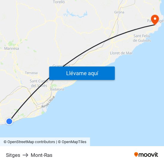 Sitges to Mont-Ras map