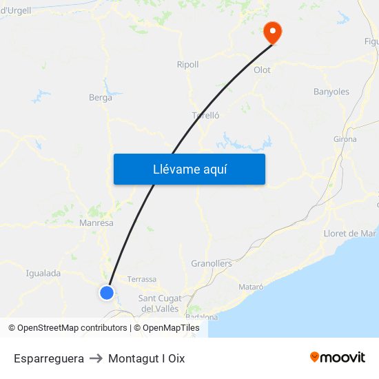 Esparreguera to Montagut I Oix map