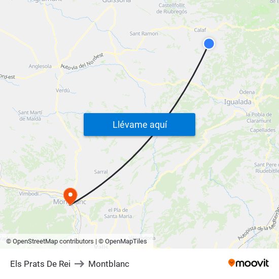 Els Prats De Rei to Montblanc map