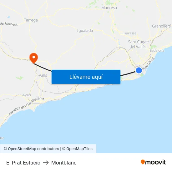El Prat Estació to Montblanc map