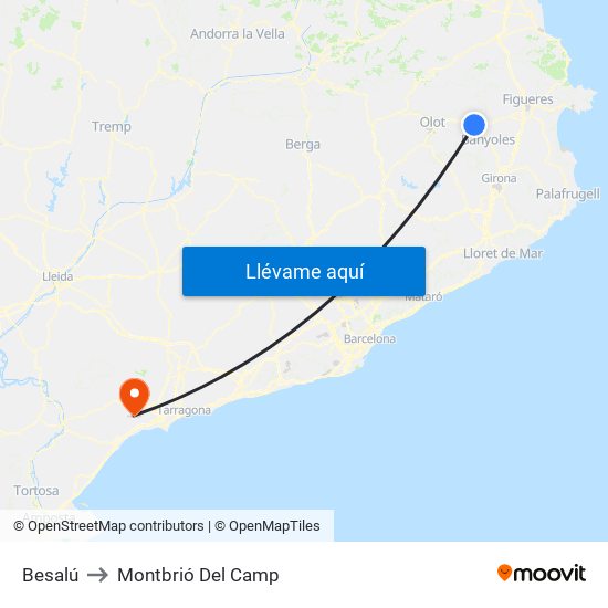 Besalú to Montbrió Del Camp map