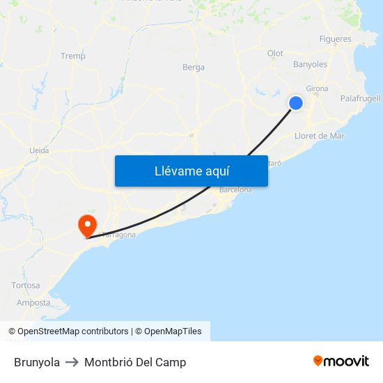 Brunyola to Montbrió Del Camp map