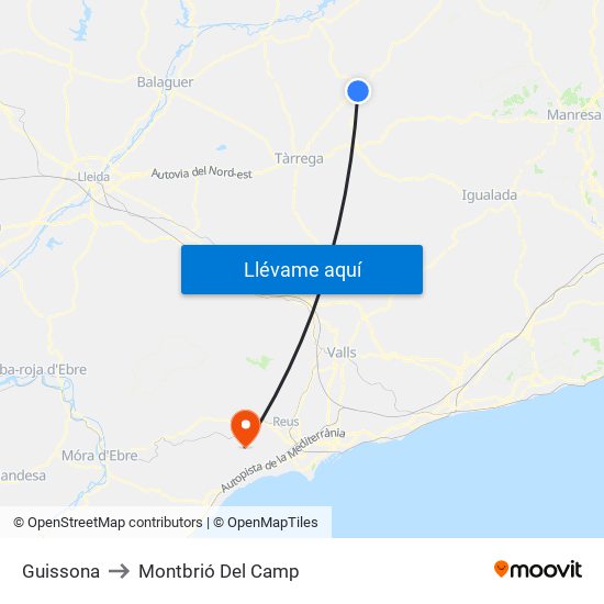 Guissona to Montbrió Del Camp map