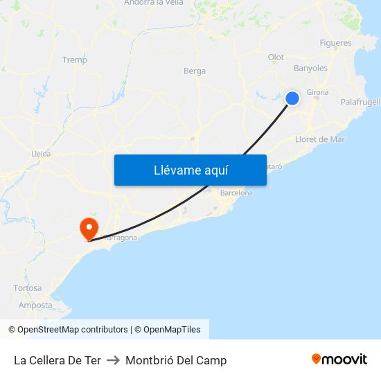La Cellera De Ter to Montbrió Del Camp map