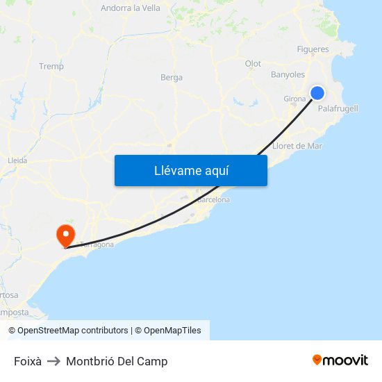 Foixà to Montbrió Del Camp map