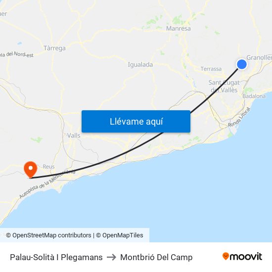 Palau-Solità I Plegamans to Montbrió Del Camp map
