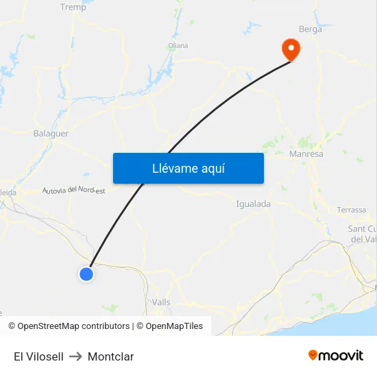 El Vilosell to Montclar map