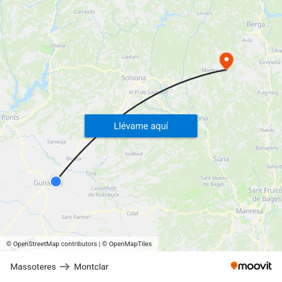Massoteres to Montclar map