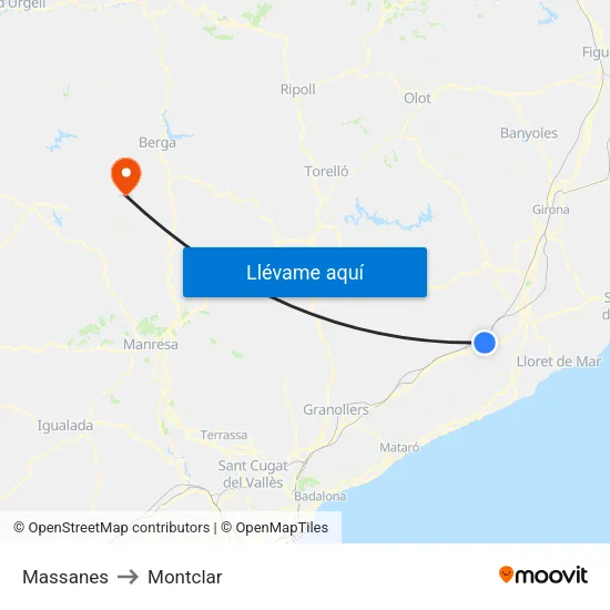 Massanes to Montclar map