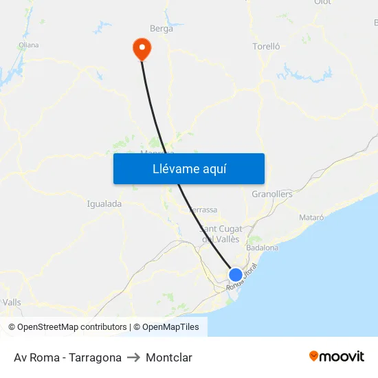 Av Roma - Tarragona to Montclar map