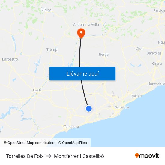 Torrelles De Foix to Montferrer I Castellbò map