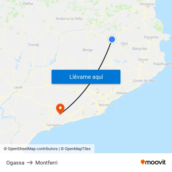 Ogassa to Montferri map