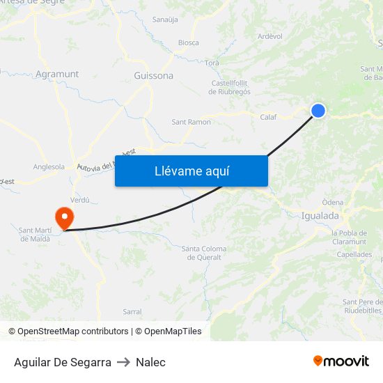 Aguilar De Segarra to Nalec map