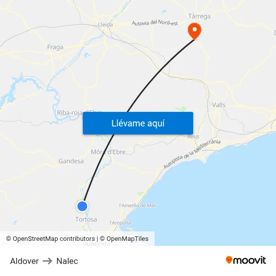 Aldover to Nalec map