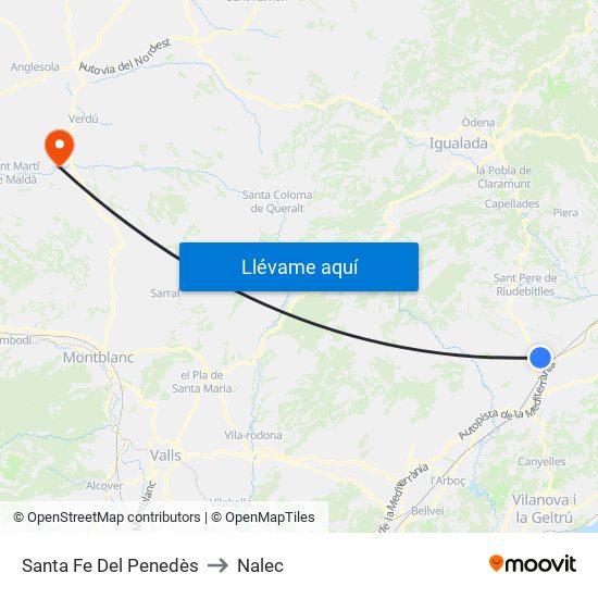 Santa Fe Del Penedès to Nalec map
