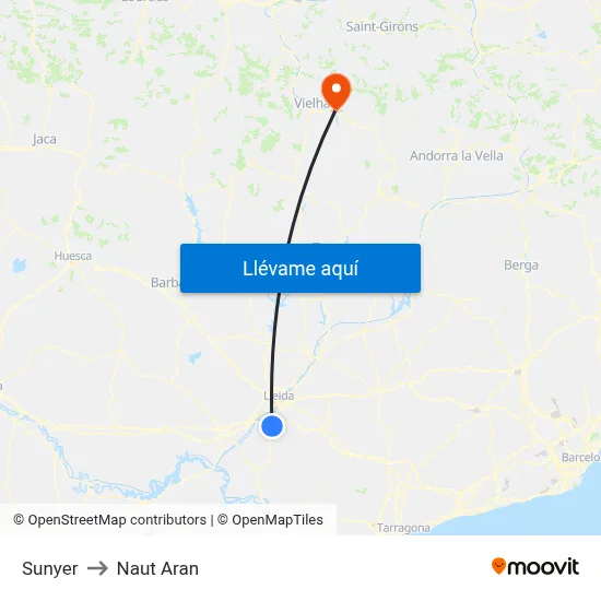 Sunyer to Naut Aran map