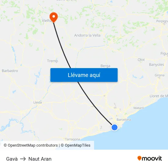 Gavà to Naut Aran map