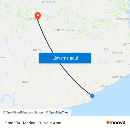 Gran Via - Marina to Naut Aran map