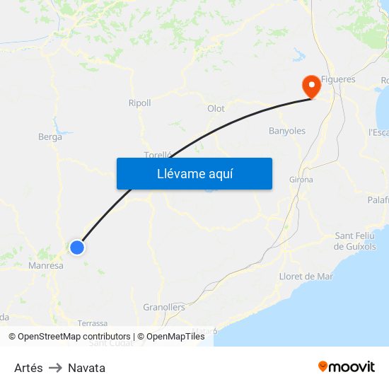 Artés to Navata map