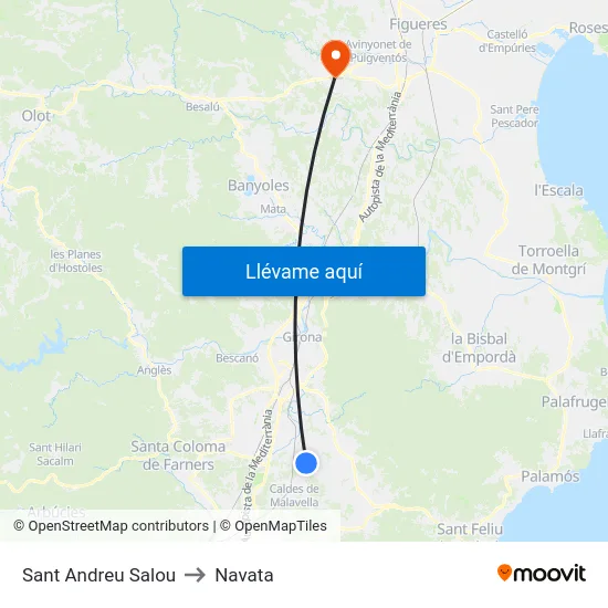 Sant Andreu Salou to Navata map