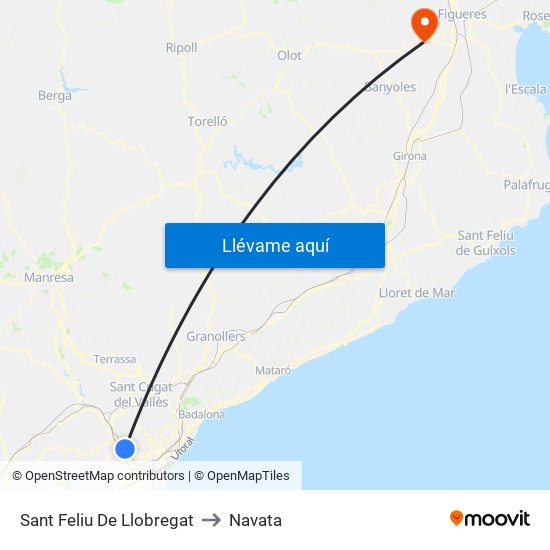 Sant Feliu De Llobregat to Navata map