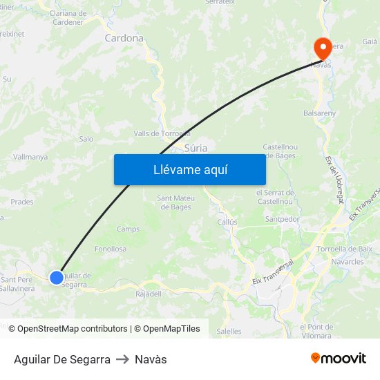 Aguilar De Segarra to Navàs map