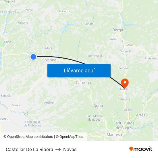 Castellar De La Ribera to Navàs map