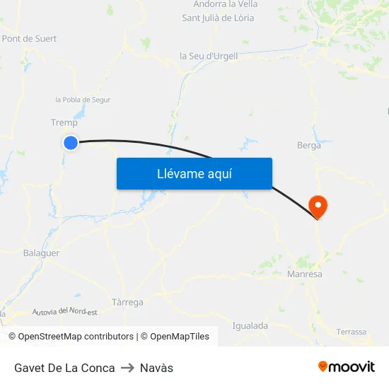 Gavet De La Conca to Navàs map