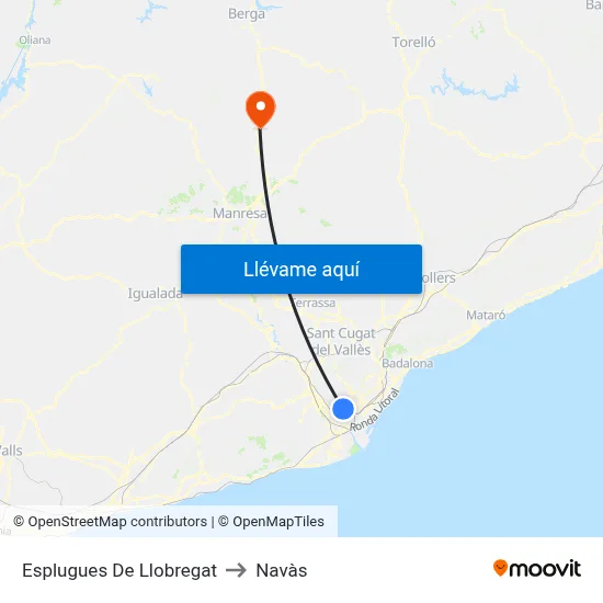 Esplugues De Llobregat to Navàs map