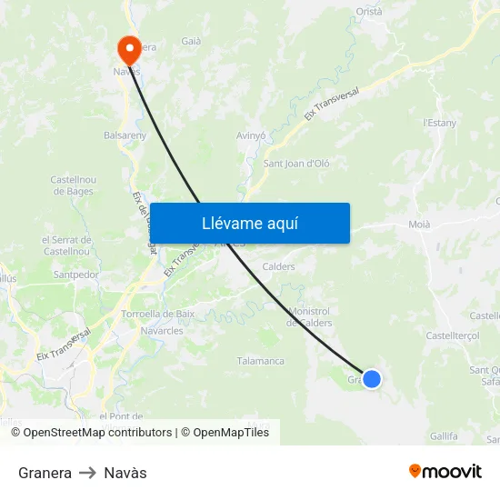 Granera to Navàs map
