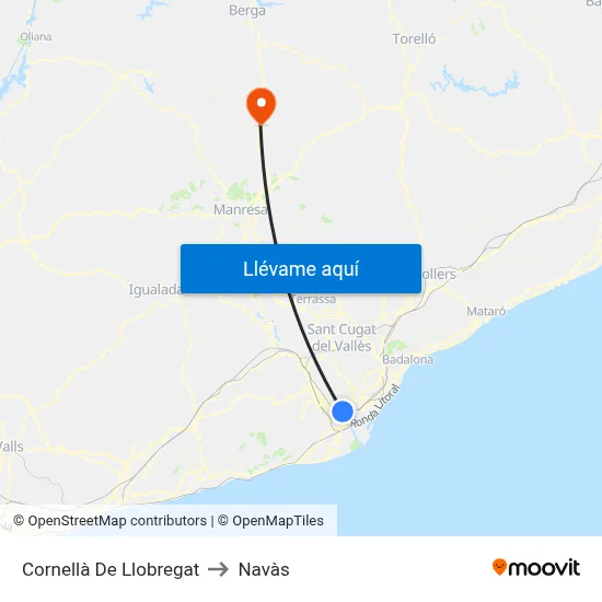 Cornellà De Llobregat to Navàs map