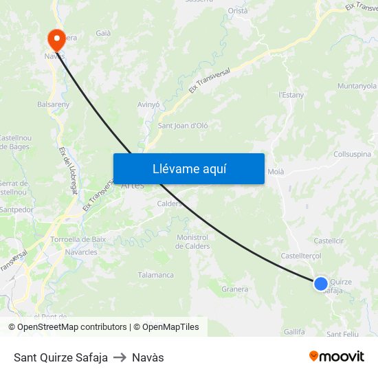 Sant Quirze Safaja to Navàs map