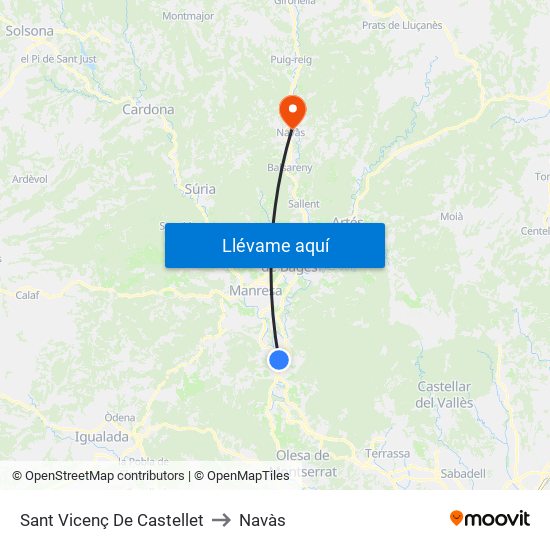 Sant Vicenç De Castellet to Navàs map