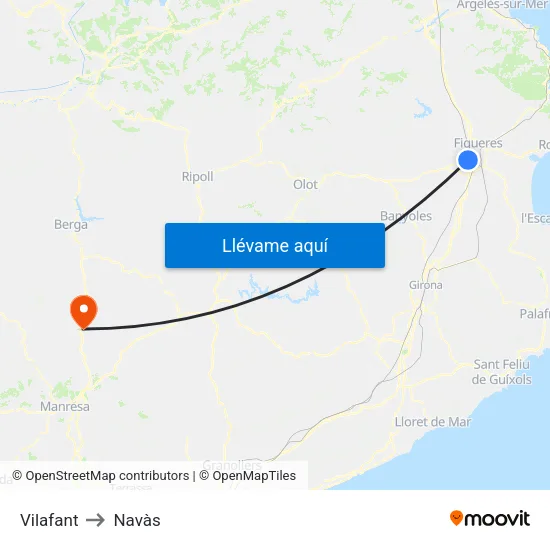 Vilafant to Navàs map