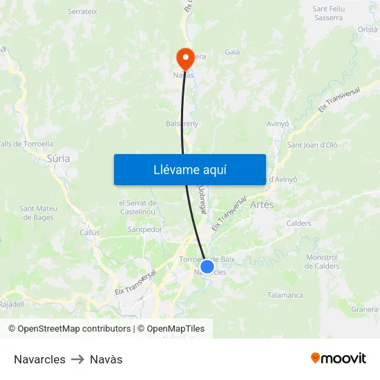 Navarcles to Navàs map