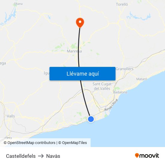 Castelldefels to Navàs map