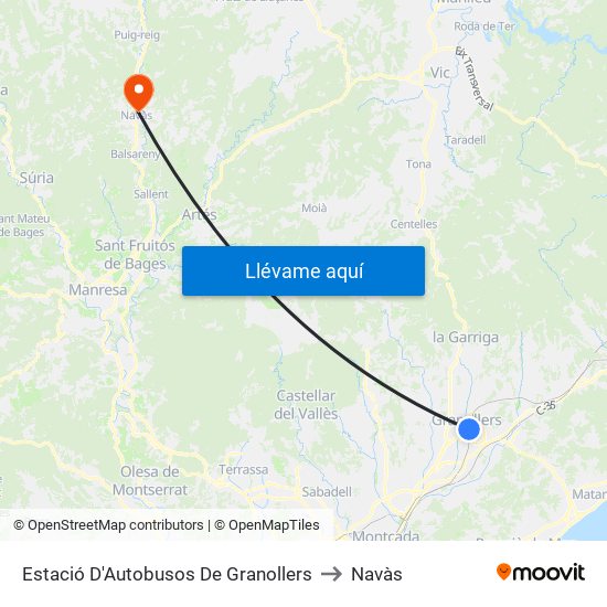 Estació D'Autobusos De Granollers to Navàs map