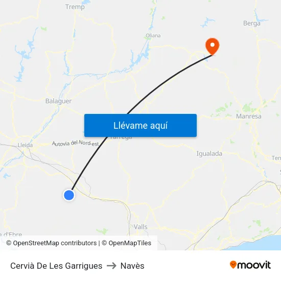 Cervià De Les Garrigues to Navès map