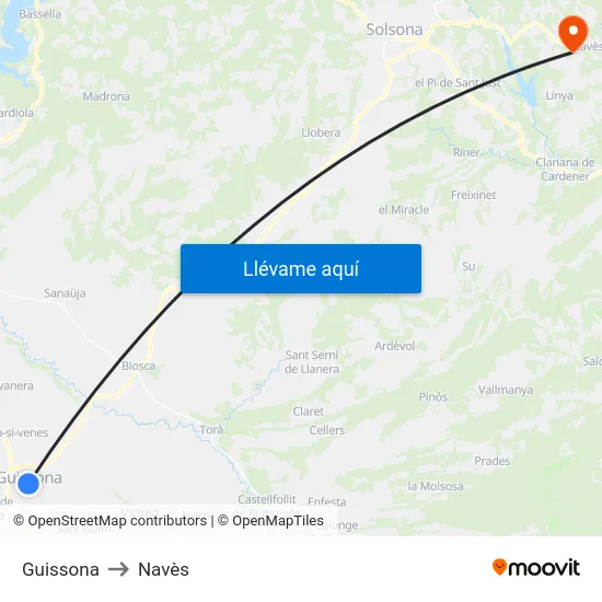 Guissona to Navès map