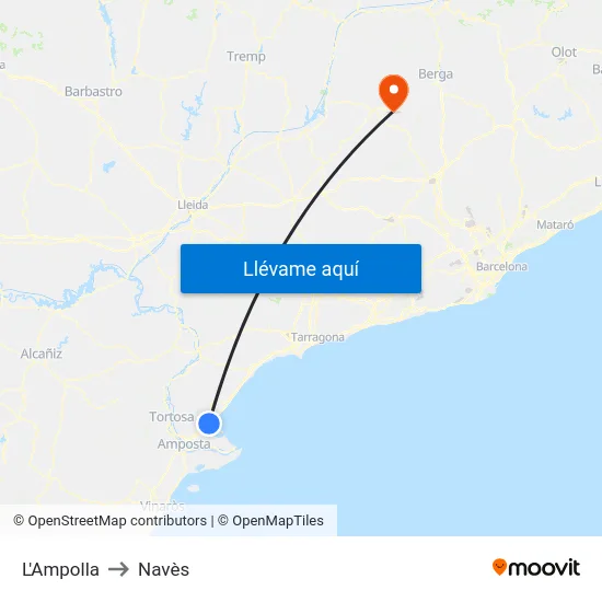 L'Ampolla to Navès map