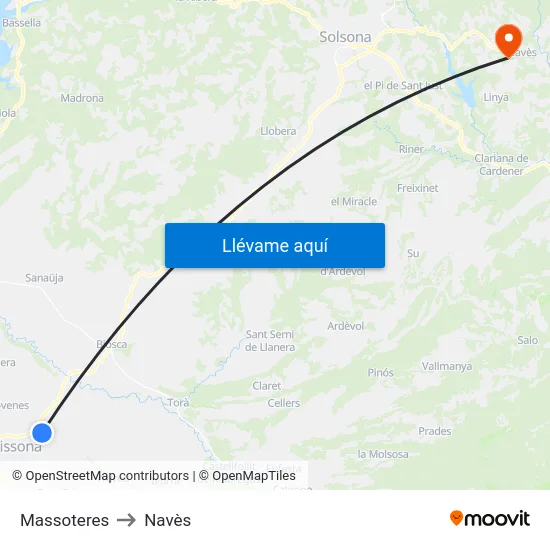 Massoteres to Navès map