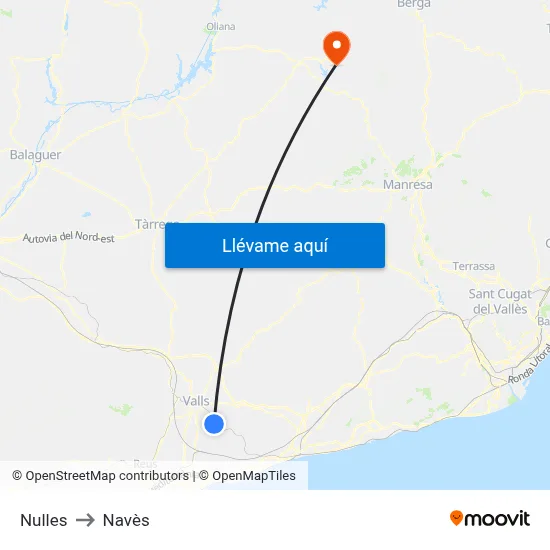 Nulles to Navès map