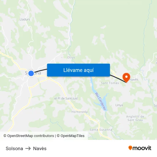 Solsona to Navès map